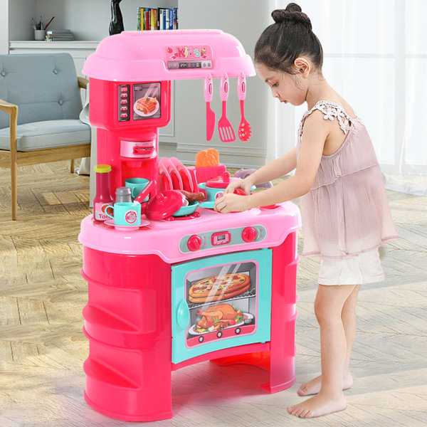 WonderLiving Kitchen Play Set For Kids Girls With 25 Accessories
